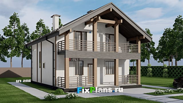 Одноэтажный дом с мансардой  F-9143