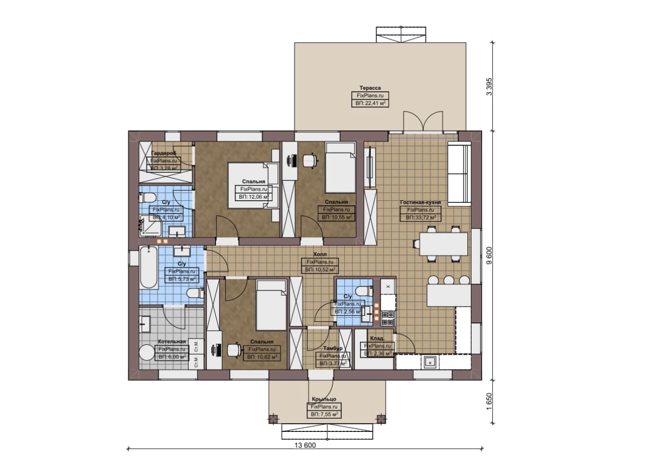 Планировка Одноэтажный дом F-5597