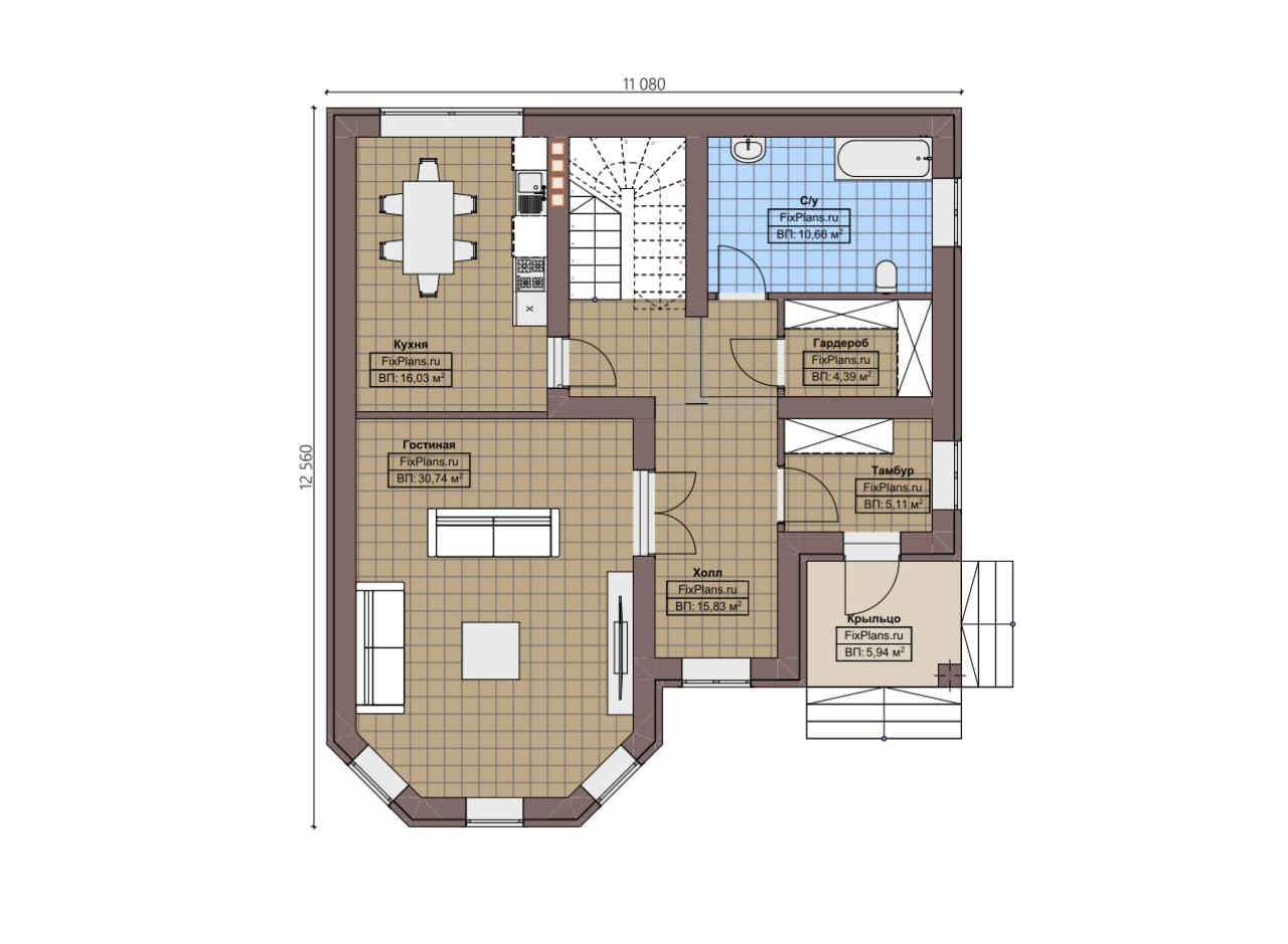 Планировка Двухэтажный дом F-3698