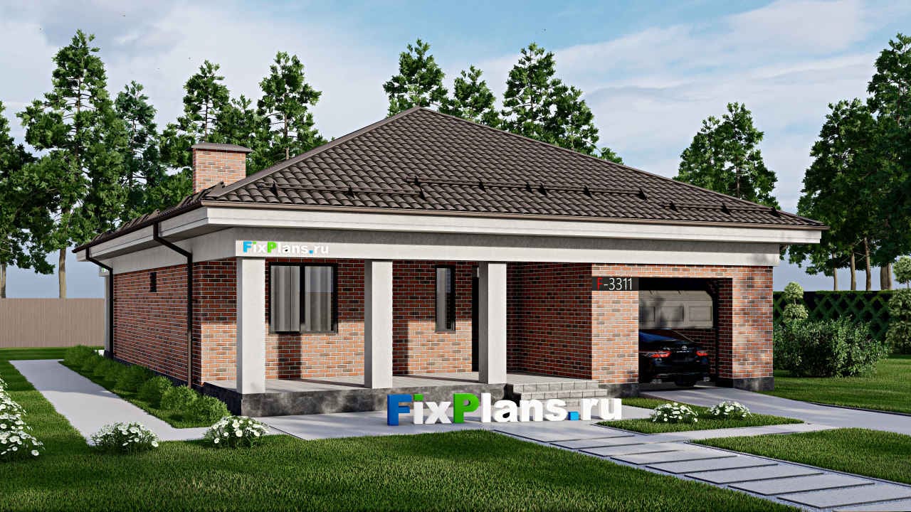 Одноэтажный дом F-3311 — фасад